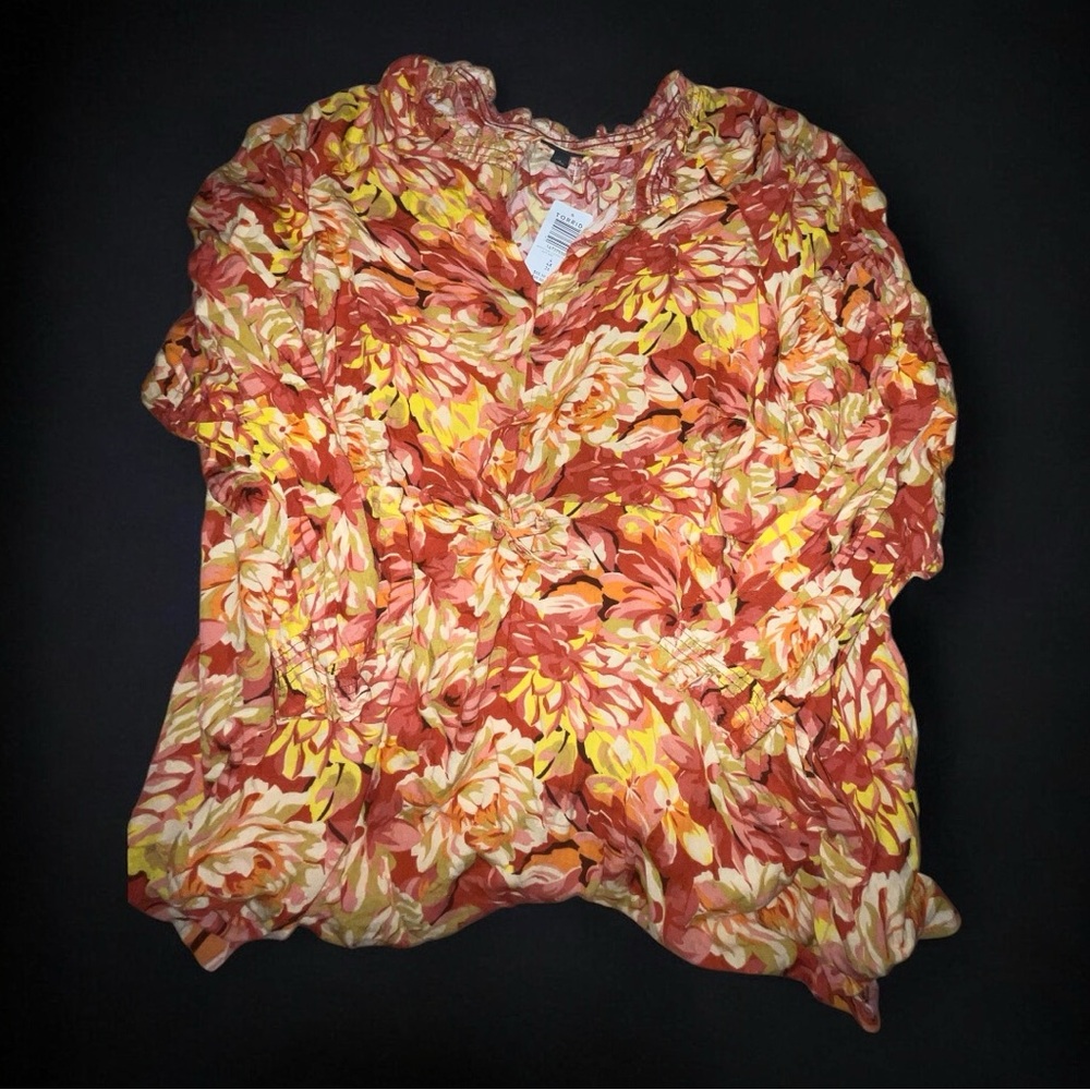 Torrid Red and Orange Ruffled Blouse